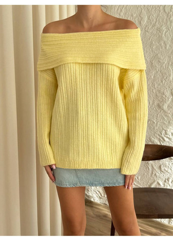 Жовтий демісезонний турецький в'язаний светр машинної роботи (заміри в описі) GD/GL Модний простір