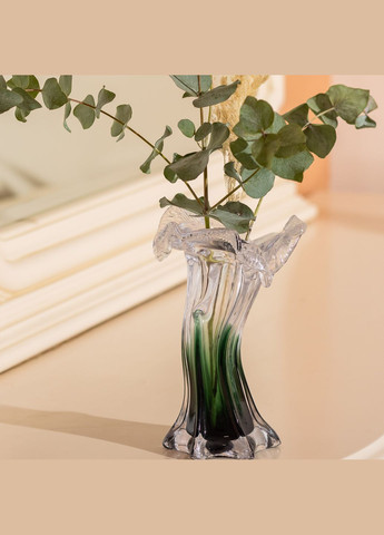 Ваза ручної роботи Murano скляна 20 см, зелена Yiwu (328440497)