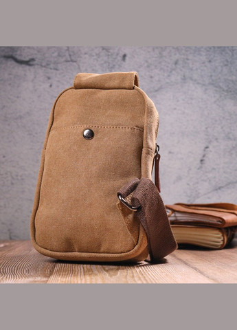 Сумка слінг чоловіча через плече текстильна коричнева 21230 Vintage (362417882)