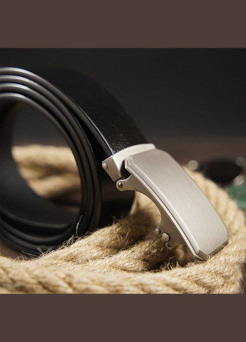 Ремень мужской с автоматической пряжкой закругленной 20275 Черный Vintage (337353126)