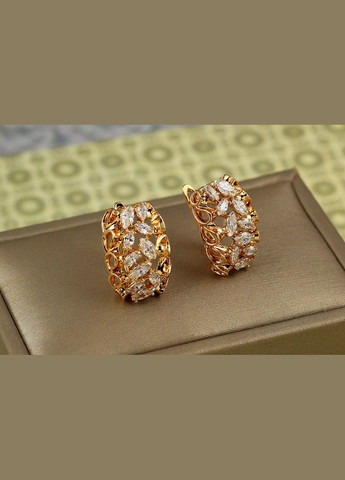 Серьги нива с белыми камнями 2 см золотистые. Xuping Jewelry (330825062)