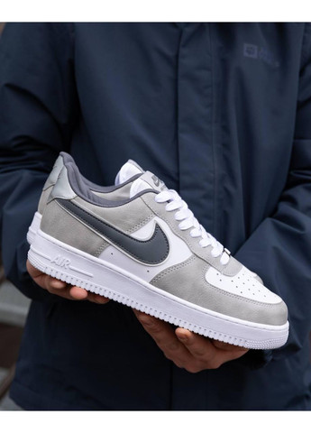 Белые зимние кроссовки мужские nike air force white silver найк аир форс 1 премиум No Brand