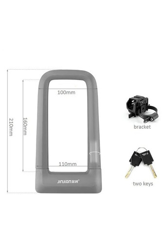 Замок скоба U-образный для велосипеда, на ключе, с креплением UN-80 No Brand (307289053)