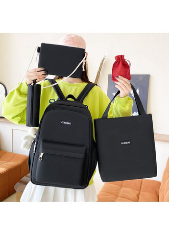 Рюкзак черный с сумочками и пеналом в комплекте с мешочком КиП (277698331)