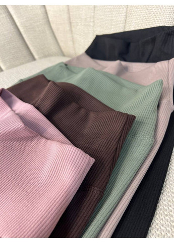 Черные лосины женские lady hurem 2395 рубчик широкий пояс утепленные No Brand