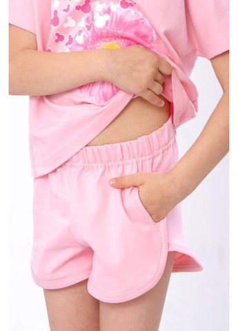 Розовый летний комплект для девочки (футболка+шорты) (p-6319) Носи своє