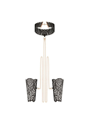 Мереживні наручники та комір Rosy Gold — Lace Cuffs and — Black Collar (311599973)