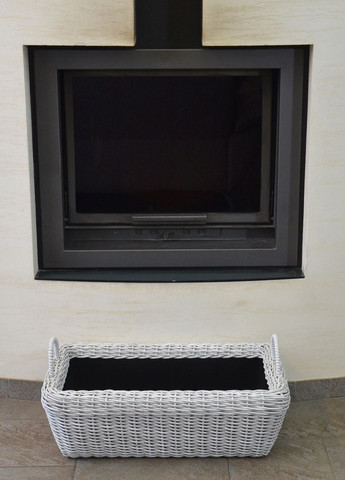 Корзина прямоугольная для дров (дровница) плетенная из искусственного ротанга ручной работы. Цвет Белая береза. 45 литров Handmade (327878873)