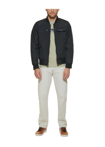 Комбинированная демисезонная мужская угла-бомбер, черного цвета, размер l Levi's slim fit