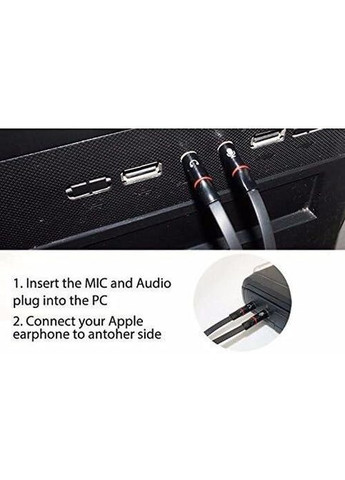 Позолочений плоский кабель для навушників з виходом 3,5 мм на 2 штекери No Brand (354829054)