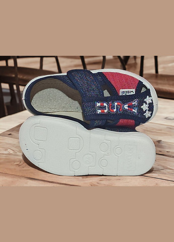 Синие ортопедические тапочки на липучке для мальчика сменная обувь в садик сменка валди Waldi