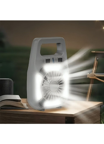 Аккумуляторный вентилятор с фонариком регулировкой скорости индикатором заряда 1800мАч 12х4х18 см (480556-Prob) Серый Unbranded (337415491)