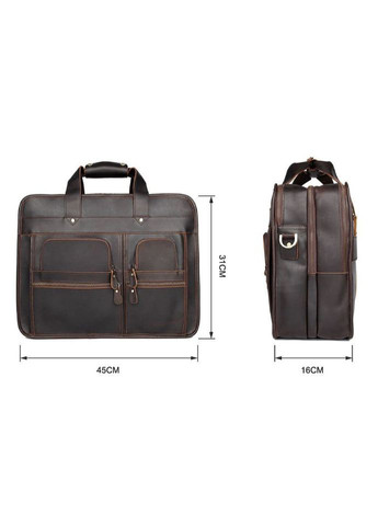 Велика сумка для ноутбука 15" 17" 19" зі шкіри crazy horse 7387R-1 John McDee (329151084)
