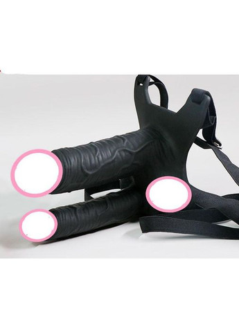 Подвійний порожнистий страпон із вібрацією 10 режимів + Лубрикант 215 мл + Спрей для очищення сексіграшок Чорний Lovetoy (298996557)