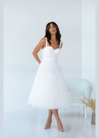 Білий вечірня плаття з спідницею-сонце ODDI однотонна