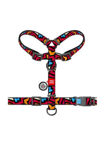 Шлея для собак Nylon с QR-тегом "Граффити", пластиковый фастекс, L, Ш 25 мм, А 50-90, В 60-100 см WAUDOG (322124562)