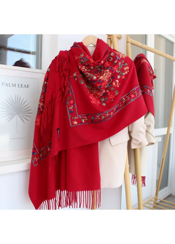 Кашеміровий шарф з шовковою вишивкою "Ваза квітів" бордовий 135013 Cashmere (358930929)