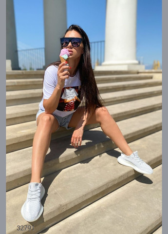 Кроссовки из трикотажа со шнуровкой Liton серые демисезоны (303699144)