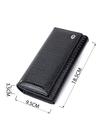 Лакований шкіряний гаманець з блоком для кредитних карток 22683 Чорний st leather (298111884)