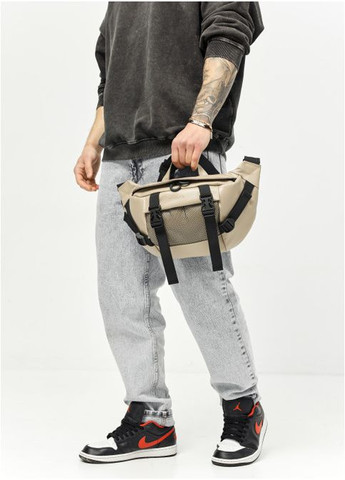 Большая мужская поясная сумка бананка из натуральной кожи Серая (1007038721) Sambag (360752363)