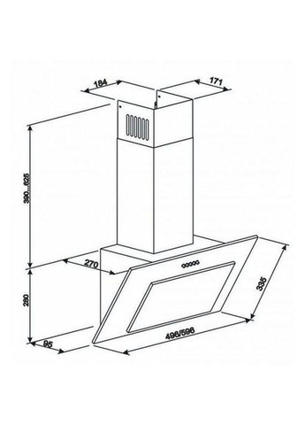 Вытяжка наклонная Vertical 700 60 BL ELEYUS (314864465)