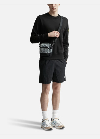 Чоловіча сумка з логотипом Stone Island Econyl Regenerated Nylon Pouch Bag Чорний No Brand (329821215)