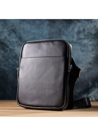 Зручна вертикальна сумка для чоловіків з натуральної шкіри 22862 Чорний Vintage (327093744)
