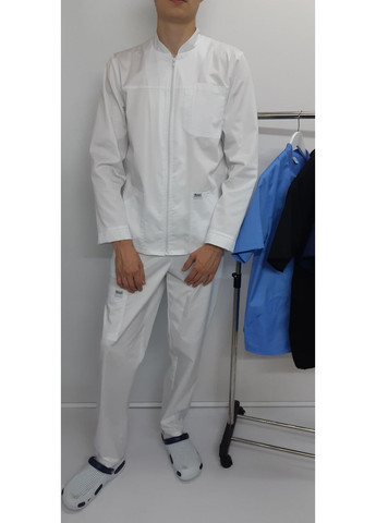 Білий демісезонний костюм медичний чоловічий титан довгий рукав бавовна 54, чорний No Brand
