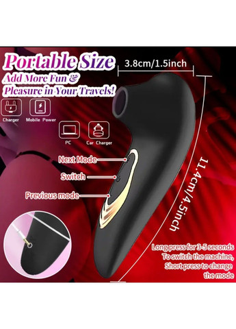 Премиум вибратор для клитора с присоской, стимулятор сосков, 10 режимов вибрации No Brand (361871518)