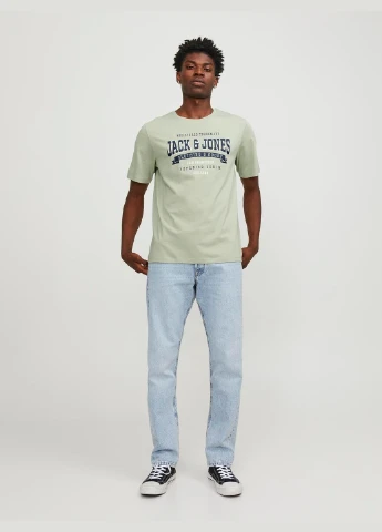Светло-зеленая футболка basic,бледно-зеленый с принтом,jack&jones Jack & Jones