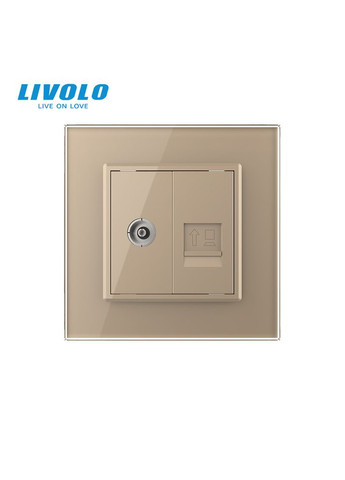 Розетка комп'ютерна RJ-45 і ТБ розетка золото скло (VL-C791VC-13) Livolo (370971560)
