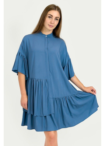 Синя повсякденний, коктейльна, кежуал, відвертий, вечірня сукня fsc110221-105 оверсайз Finn Flare однотонна