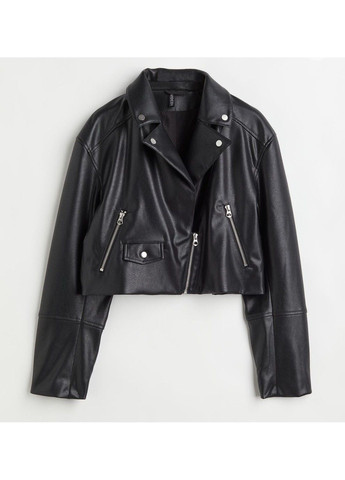 Черная демисезонная женская куртка-косуха из эко-кожи н&м (56604) xxs черная H&M