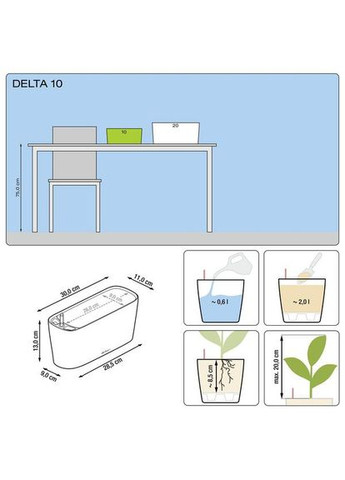 Умный вазон Delta 10 2 л белый 15460 Lechuza (316617989)