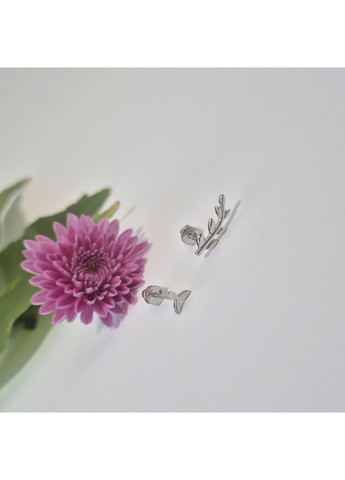 Срібні сережки гвоздики на закрутках Гілочка без каменів срібло 925 проби Родоване вс162/1р 1.47г Nobrand (364653498)