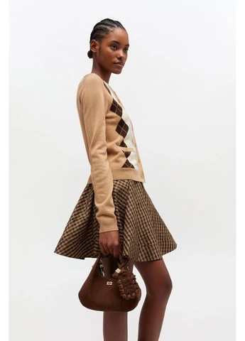 Сумка Brown Suede Mini Hobo Bag Brown B207001697900 Ganni (401630816)