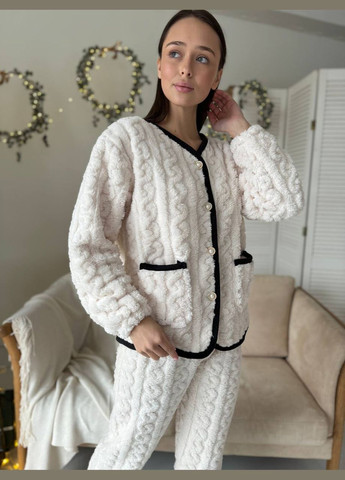 Молочна зимня затишний домашній костюм-піжамка кофта + брюки Vakko