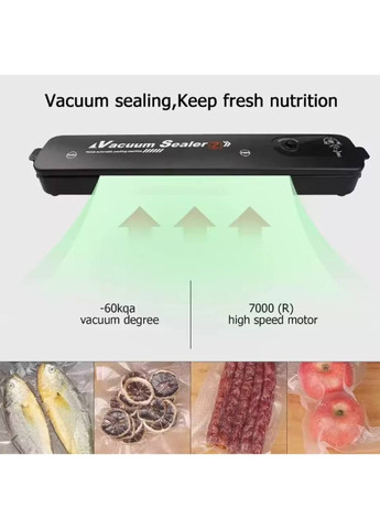 Вакууматор для продуктів та рулон пакетів Vacuum sealer Чорний No Brand vsx (283324032)