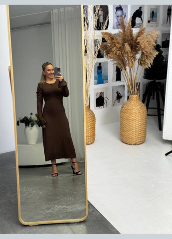 Темно-бежева сукня широкий рубчик тканина ангора No Brand