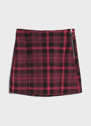 Малиновая юбка демисезон,малиновый-черный, Bershka