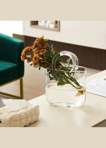 Стеклянная ваза для цветов в форме Сумки 20x11x26 см Bubble Bag, Прозрачная More (299914615)