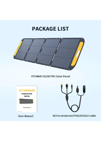 Сонячна панель 200W Pro 48V IP67 MC-4/Anderson/XT60/DC5521 Vtoman (395933127)