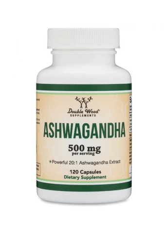 Double Wood Ashwagandha 20:1 Extract 500 mg (2 caps per serving) 120 Caps Double Wood Supplements (284120293)