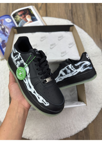 Чорні Осінні кросівки чоловічі nike air force low skeleton qs black найк аір форс 1 преміум No Brand