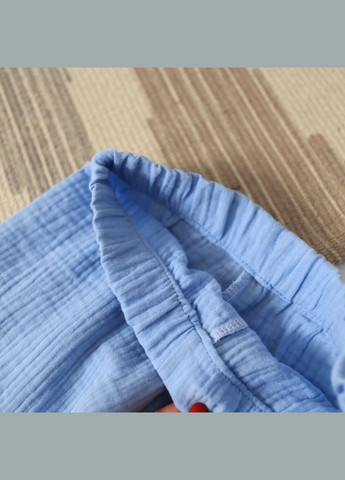 Голубые пляжный, повседневный, праздничный летние укороченные, прямые брюки No Brand