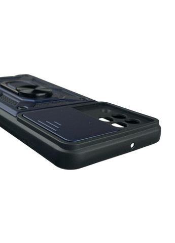 Чехол для Galaxy A22 (SM-A225) бронированный с кольцом со шторкой на самсунг а22 тёмно-синий rg1 Samsung (366231027)