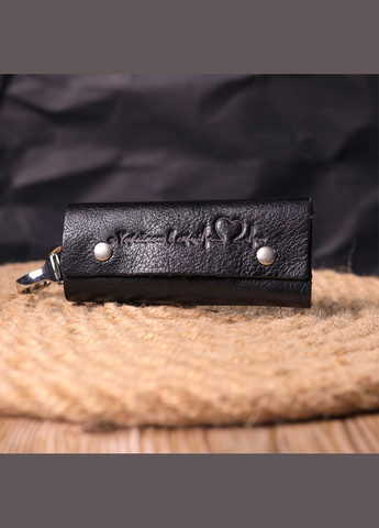 Практичная ключница в глянцевой коже Сердце GRANDE PELLE черная (sku_16718) No Brand (327819488)