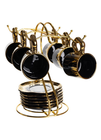 Набор кофейных чашек на металлической подставке 6 (шт) по 100 (мл) с золотом FM-47 Yiwu (371734938)