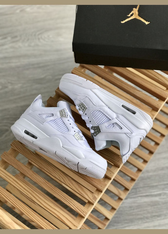 Белые всесезонные кроссовки мужские и женские nike air jordan 4 retro pure money white | найк аир джордан 4 ретро пур мани белые No Brand
