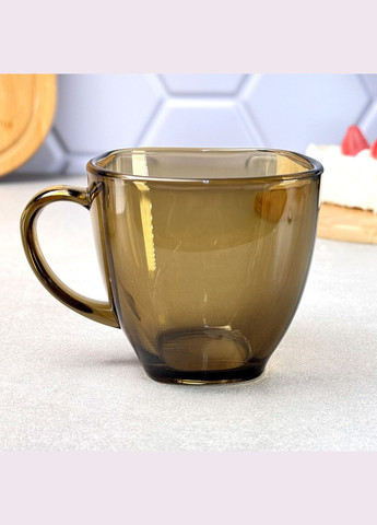 Чашки стеклянные квадратные 220 мл Quadra 6 шт дымчатые Гута Скла (370673891)